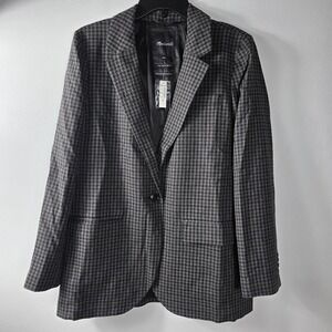 Madewell The Larsen Blazer Women's Size L Gingham Crafted in Italian Fabric